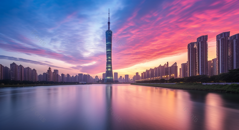 广州CBD黄昏美景城市天际线都市摄影城市美景,高清,摄影图,摄影图片,图片大全,摄影图免费下载